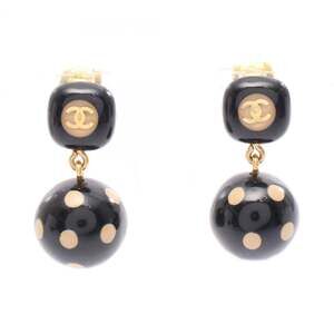 CHANEL Authentic Black Logo Earrings